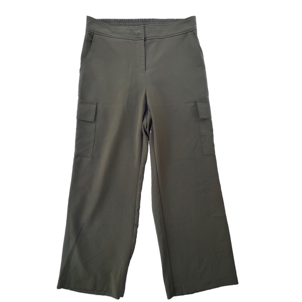 DREW Women's High Waist Trouser Pants w/ Pockets Size L Army Green